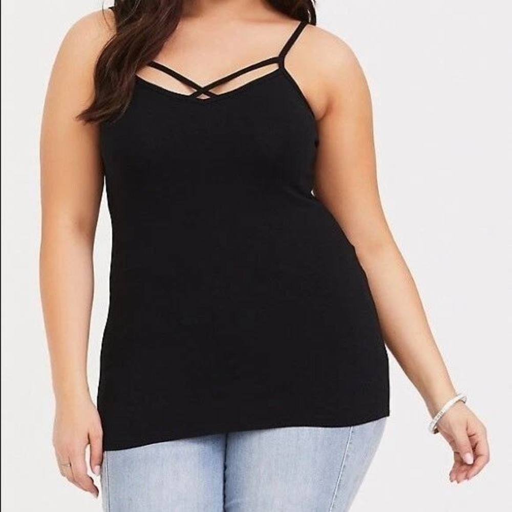 Torrid Black Strappy Foxy Cami Crossover Neckline Tank Top Plus Size 5 5X NEW